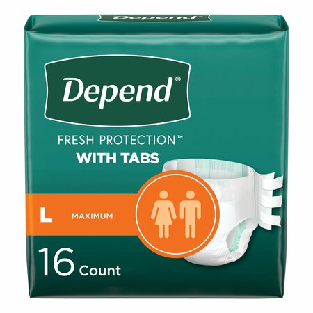 Depend Incontinence Protection with Tabs, 35 in. to 49 in. Waist, 48PK 35458